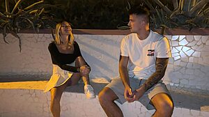 Blonde Walks Seaside Without Panties, Stranger Notices Her Big Tits