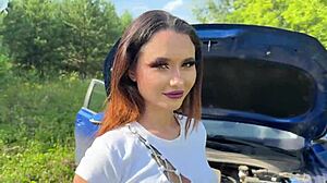 I Asked The Bitch To Fix The Car But She Sucked My Tight Pussy Instead