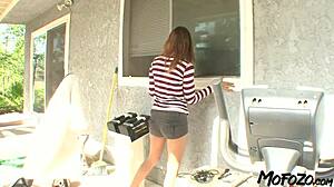 horny college student deepthroats big cock and gets cum in mouth 😍