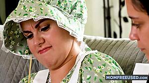 Curvy Amish girl Jessie Rogers spreads her fat body for dirty community fucking with toys