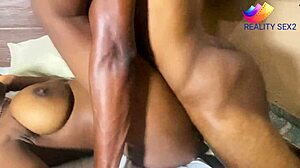 Ebony Wet Pussy Riding Monster Cock