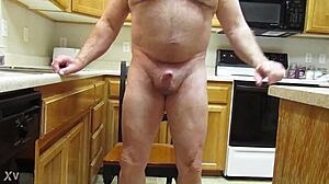 Naked And Hard In The Kitchen Chair