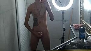 Brazilian Tattoo Fan Jacks Off Before Christmas Dinner in Bold Action