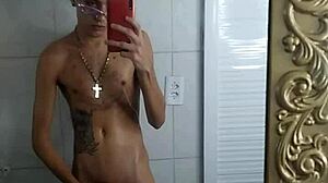 Brazilian Tattoo Fan Jacks Off Before Christmas Dinner in Bold Action