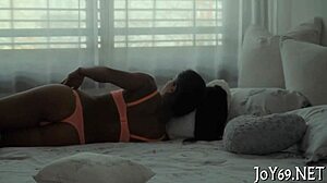 Solo beauty enjoys a fun hot play with creative moves