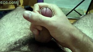 Muscular hairy bodybuilder strips outdoors in homemade CFNM fetish video with ripped clothes