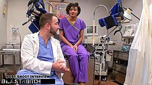 Oh no, I got caught as the student with glasses and tattoos, she says while getting deepthroat face fucked and doggystyle pounded in latex gloves.