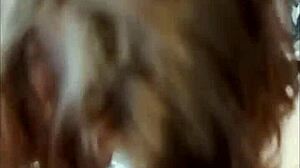 french amateur in red satin leopard bodysuit and heels