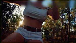 Amazing Milf Flashing Big Tits on Public Bike Ride