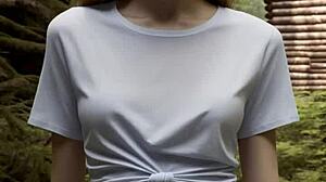 Girls In Underwear Hanging Out At Cabin In Woods