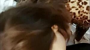 french amateur in red satin leopard bodysuit and heels