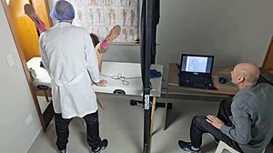 gynecologist fucks the wife from behind while the cuckold watches