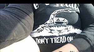 Busted boyfriend catches girlfriend flashing outdoors