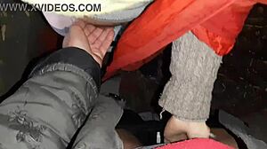 our autumn romantic sex in a hut - lesbian illusion girls with passionate pussy, cum, orgasm, brunette pov, masturbation