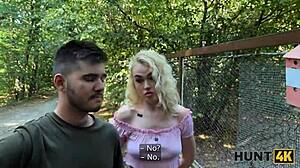 hunt4k blonde made her boyfriend cuckold and enjoyed the amateur outdoor fuck in forest