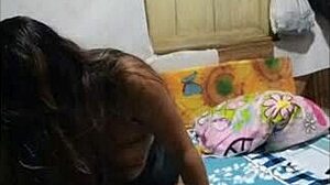 Mi hermanastra climbs on my chest, pulls off her panties, sucks my penis while I lick her vagina until she reaches intense orgasms.