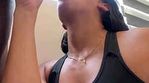 Latina Amateur Enjoys BBC Blowjob In Public.