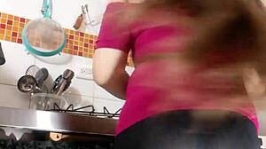 Colombian Latina Tia Puta Fantasizes Huge Cameltoe Masturbation In Leggings For Stepson