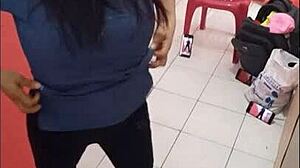 Milf Nurse Shows Ass in Hospital Corridor on Christmas Eve, Horny for Boyfriend.