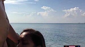 Asian teen girlfriend passionately sucks big cock in public for boyfriend