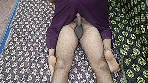 Naked south indian couple engages in hardcore homemade fucking, ending with creampie on big pussy