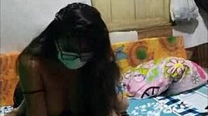 Mi hermanastra climbs on my chest, pulls off her panties, sucks my penis while I lick her vagina until she reaches intense orgasms.