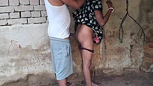 in the small hut, husband fucks his wife passionately.
