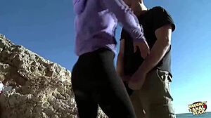 Blonde On Beach Deepthroats And Bends Over For Anal Cumshot