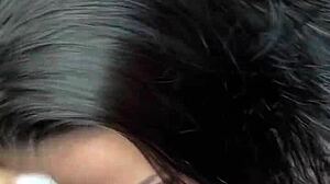 Big tits babe performs deepthroat blowjob, rimjob, and ball sucking ending in cum in mouth