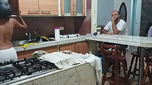 Sexy stepsister scenes in the kitchen are the hottest homemade fun