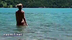 naomi swallows cum on beach after blowjob