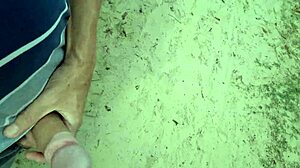 What a risky handjob on the street! Beautiful redhead catches me masturbating!