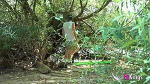 Our summer pickups continue: Elena de la Vega fucks guys outdoors!