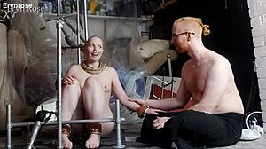 steel pony bondage forces squirting orgasms from shaved slave