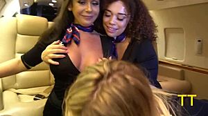 teddy tarantino gets triple bj by horny pj flight attendants kiki willow and emma, what a contrast