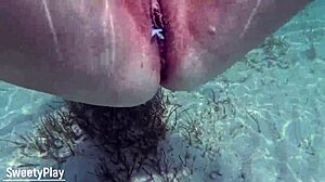 Mature pussy getting creampie underwater!