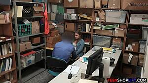 Teen Shoplifter Works Guard with Mouth and Pussy!