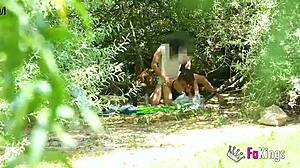 Our summer pickups continue: Elena de la Vega fucks guys outdoors!