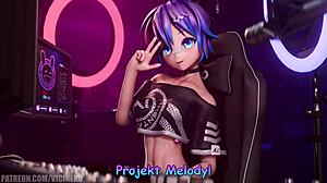 Bold Animation of Melody Vicineko Handling Monster Cock with Handjob and Cum in Mouth