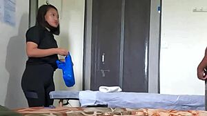 Asian Man Flashes His Cock to Thai Massage Girl