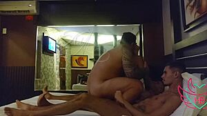 Slut wife receives two cocks from cuckold husband on her birthday