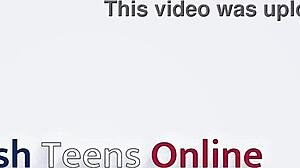 British 18 year old with big tits swallows stranger's cum in first time blowjob