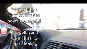 Busted boyfriend catches girlfriend flashing outdoors