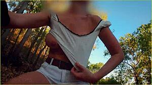 Amazing Milf Flashing Big Tits on Public Bike Ride