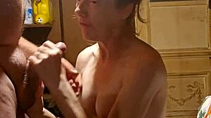 redhead licking and gagging on my cock before swallowing cum