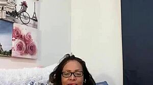 Anna Maria mature latina teasing in pink lingerie strip tease