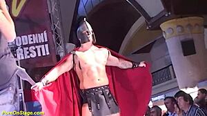 Skinny Babe Screams, Bang My Pussy With That Monster Cock On Public Stage!