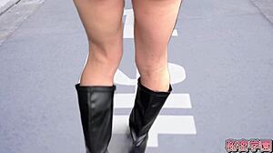 Teasing Slut In Miniskirt And Boots Rips Clothes For Outdoor Masturbation In Secretgakuen