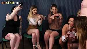 Femdom Milfs Jerk Small Cocks in CFNM Group