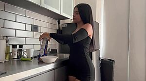 Beautiful Latina Neighbor Catches White Guy Masturbating And Takes His Cum In Her Pussy